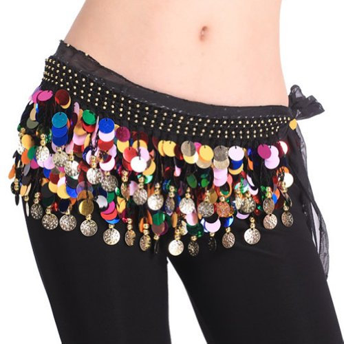 BellyLady Bauchtanz Hüfttuch mit Pailletten Belly Dance Bauchtanz Kostüm Zubehör S size