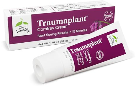 Terry Naturally Traumaplant Comfrey Cream - 1.76 oz (50 g) - Non-Staining Topical Botanical, Free of Toxic Pyrrolizidine Alkaloids (PAs) & Parabens - for External Use Only