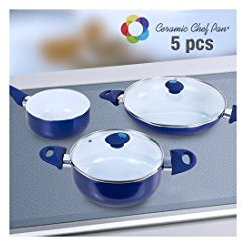 Innovagoods Appetitissime Chef Pan Batería de Cocina, Aluminio, Rojo, 16,6 x 28 x 28 cm, 5 Unidades
