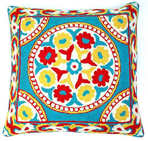 GURU SHOP Kelim Kissenhülle, Boho Kissenbezug `Kaschmir` aus Wolle - Muster 5, Mehrfarbig, 50x50x1 cm, Zierkissen, Dekokissen, Sofakissen