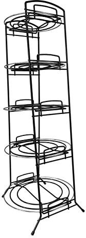 Delfinware 5 Tier Saucepan Stand - Black and Stainless Steel - No Assembly Required - 31.5 x 31.5 x 83cm (8120BF)