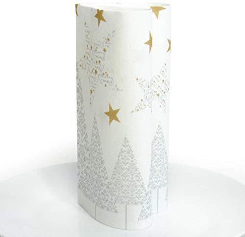 HANTERMANN Servietten Weihnachten Silber Premium AIRLAID STOFFÄHNLICH | 50 Stück | 40 x 40cm | 1/4 Falz | hochwertige, edle Weihnachtsservietten | Weihnachtsdeko | Made in Germany