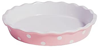 Isabelle Rose - IR5524 - Tarte/Quiche Form - Keramik - rosa mit weißen Punkten