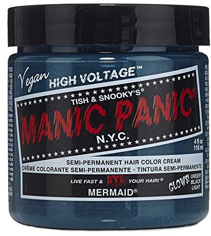 Manic Panic Mermaid Classic Creme, Vegan, Cruelty Free, Blue Semi Permanent Hair Dye 2 x 118ml
