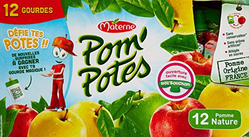Materne Compote Pom'Potes Pomme Nature 12 Gourdes de 90 g