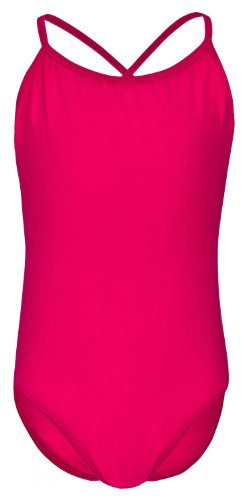 tanzmuster ® Ballettanzug Mädchen Träger - Leonie - aus Baumwolle, Ballettbody Ballett Trikot in pink, Größe 152/158