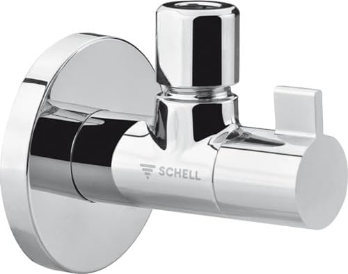 SCHELL 053900699 Eckventil , Eckregulierventil WING , Design-Ventil mit Körper Messing und Griff aus Kunststoff, Konus-Quetschverschraubung mit Längenausgleich , DN 15G 1,2AG x DN 10G 3,8AG, Chrom