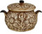 Auflaufform Schmortopf mit Deckel, Keramik Auflauftopf Gartopf Topf Kochtopf Bräter (3L), Zum Kochen und Backen (Weiße Blume)