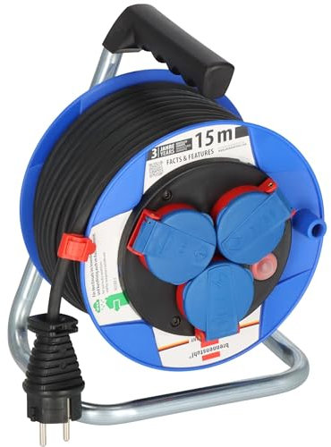 Brennenstuhl 15m H05RR-F 3G1,5 3AC outletto/e 15m Nero, Blu, Rosso prolunghe e multiple - Multiprese (15 m, 3 presa(e) AC, IP44, Nero, Blu, Rosso, Nero, 1 pezzo(i)