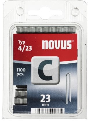 Novus Schmalrückenklammern 23 mm, 1100 Klammern vom Typ C4/23, Heftmittel für Profilhölzer, Paneele und Holzfaserplatten
