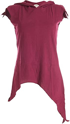 Vishes - Alternative Bekleidung - Zipfelshirt mit Zipfelkapuze aus Baumwolle dunkelrot 38-40
