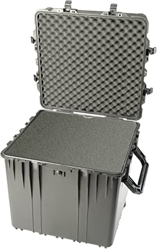 PELI 0370 Extra Tiefer Schutzkoffer für den Sicheren Transport von Fragilem Equipment, IP67 Wasserdicht, 227L Volumen, Mit Schaumstoffeinlage (Anpassbar), Schwarz