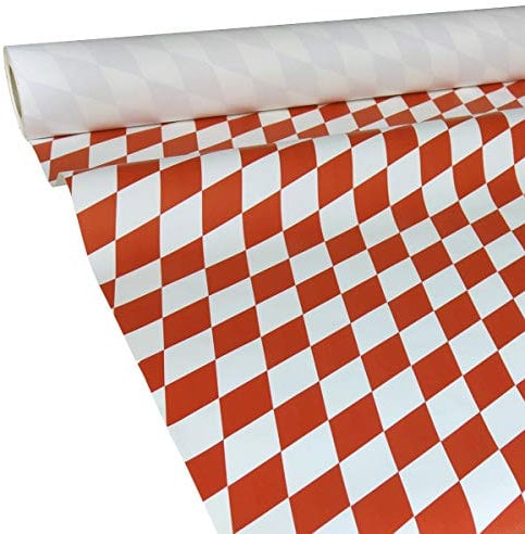 JUNOPAX Papiertischdecke 50m x 1,15m Raute rot-weiß, nass- und wischfest