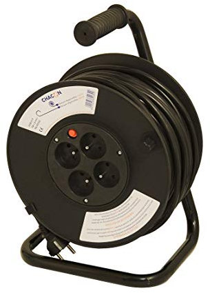 Chacon 89030 Kabeltrommel, 4 x 16 A, 3 x G, 1,5 mm, 40 m, Schwarz