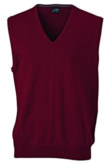 James & Nicholson Herren V-Neck Pullunder, Rot (Bordeaux), XXX-Large