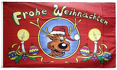 Flaggenfritze Fahne/Flagge Frohe Weihnachten Rentierkopf + gratis Sticker