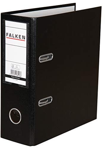 Original Falken PP-Color Kunststoff-Ordner Sonderformat. Made in Germany. 8 cm breit DIN A5 hoch mit Wechselfenster schwarz Rezepte Ringordner Aktenordner Briefordner Büroordner Plastikordner