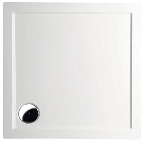 Mineralguss Duschwanne 90x90 - begehbare Dusche 900x900x40 mm, Weiß