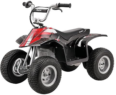 Razor Vierrad Dirt Quad Quad-24V Elektrisches 4-Rad-Ride-On für Kinder ab 8 Jahren, Drehgriff mit Variabler Beschleunigung, 12 luftgefüllte Stollenreifen, Schwarz, One Size