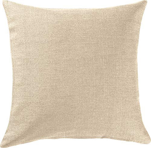 Erwin Müller Deko-Kissenhülle, Kissenbezug Uni, Krefeld Sekt Größe 50x50 cm - fleckabweisend, schmutzunempfindlich und leicht zu reinigen, Leinen-Optik (weitere Farben)