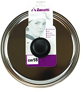 zanetti, Coperchio in Inox, Coperchio Acciaio Inox, Diametro 18 cm, Manico Plastica, Adatto a Pentole e Padelle, Lavabile in Lavastoviglie