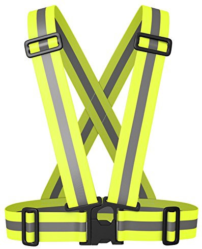 Eximtrade élastique Réfléchissant Gilet Harnais de Sécurité pour Vélo Bicyclette Moto Cyclisme Course à Pied Jogging (Jaune Fluo)