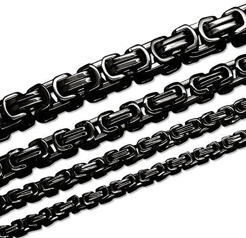 Soul-Cats Königskette Halskette Armband Set Panzerkette Edelstahl schwarz, Größe: 12 mm;Farbe: Schwarz;Auswahl: Kette 55 cm + Armband