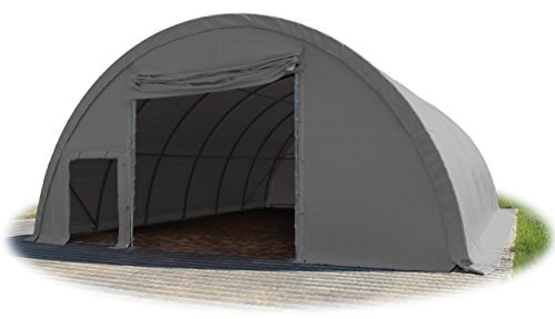 TOOLPORT Rundbogenhalle Zelthalle 9,15x12x4,5m Weidezelt Offenstall Reithalle Weidehütte Reitzelt Maschinen Tier Unterstand Lagerzelt Garage 2300N PVC grau