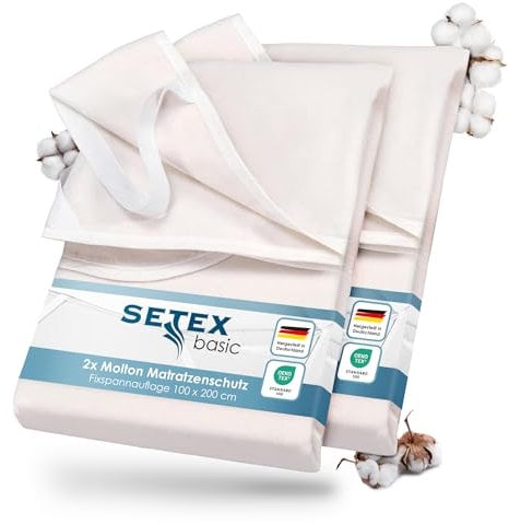 SETEX – 2x Molton Matratzenschoner 100x200 Doppelset – Matratzenauflage für Bettmatratzen 15-22cm Höhe – Matratzenschutz Fixspannauflage mit Eckgummis – STANDARD 100 by OEKO-TEX geprüft & zertifiziert