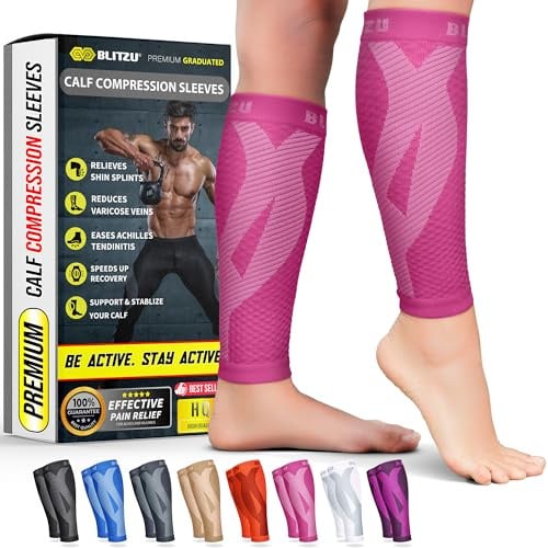 BLITZU Calf Compression Sleeves, Footless Compression Socks for Men & Women