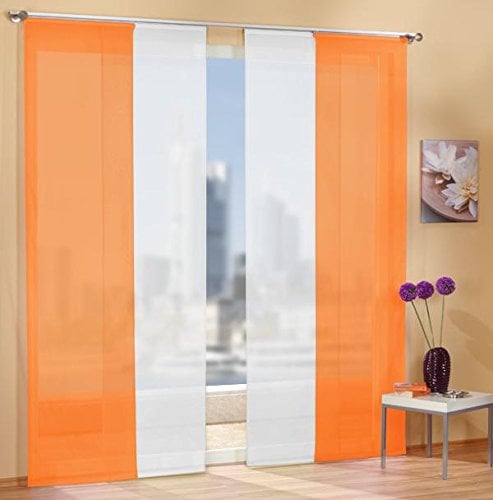 Gardinen Set, 2 x Flächenvorhang Schiebegardine mit Zubehör, Orange, 2 x Flächenvorhang Schiebegardine mit Zubehör, Weiß, 8558985589