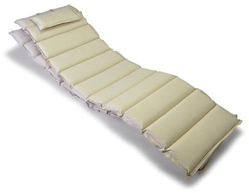 Nexos Divero Liegenauflage – 2er Set Auflage Polster für Sonnenliege Gartenliege Holzliege Saunaliege mit Kopfkissen – bequem hochwertig robust – Creme