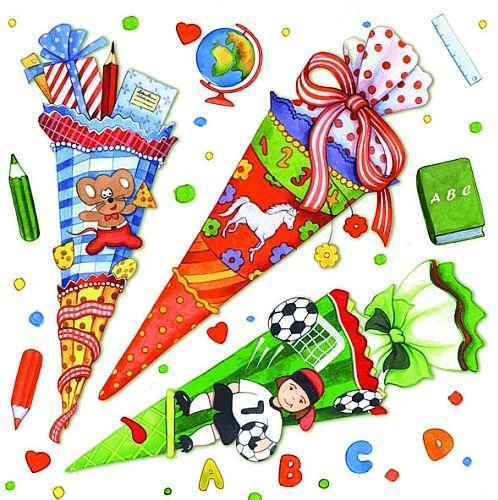 20er Pack Servietten Schultüte 33 x 33 cm