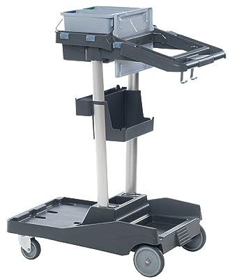 Vileda Reinigungswagen VoleoPro Standard flexibel platzsparend und kompakt mit 2 Eimer und Müllsackhalter mit Deckel 92x51,5x112,5 cm 1 Stück