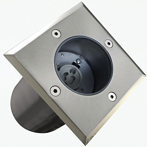 max K O M F O R T Bodeneinbaustrahler eckig IP67 Edelstahl | Bodenstrahler für Außen GU10-Fassung Durchschleifbar | Belastbar bis 510kg | Terrasse & Einfahrt 820B