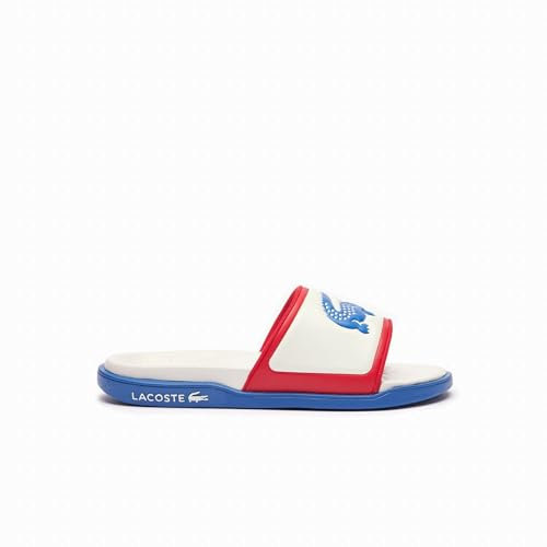 Lacoste Chancla de pala de goma - SERVE SLIDE DUAL para: HOMBRE color: BLANCO BLUE ROJO talla: 46