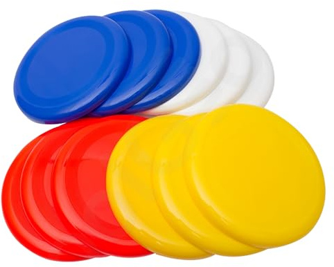 Fun Central High-Flying Excitement: 12 Pack, 10 Inch Assorted Color Flying Discs (Blue, Red, White, Yellow) - Perfect Backyard Games, Sports, Summer Beach, 4th of July Party Essential