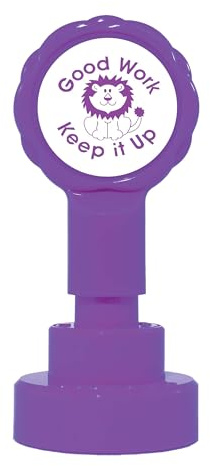 Xstamper Xclamations Teacher Stamp (Good Work) | Impression Size: 22mm, Pre-Inked Stamper for Marking School Work, Refillable Ink Stamps with Protective Dome, Self-Inking