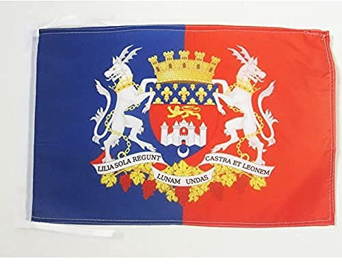 AZ FLAG - Drapeau Bordeaux avec armes - 45x30 cm - Pavillon Bordelais Avec Armoiries 100% Polyester Avec Deux Cordelettes - 20g
