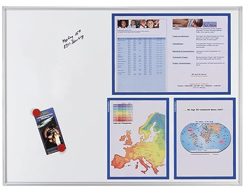 FRANKEN Whiteboard, Schreibtafel ECO, lackiert, magnetisch, beschreibbar, trocken abwischbar, mit Aluminiumrahmen, Magnettafel zur Wandbefestigung, 60 x 45 cm, SC4112