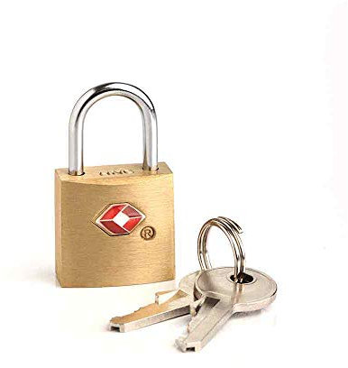 Travel Blue TSA Kofferschloss mit Schlüssel - Gold Key Schloss, 2 Schlüssel pro Schloss, Ideal für Gepäckstücke, koffer, 22mm Messingkörper, USA Reise