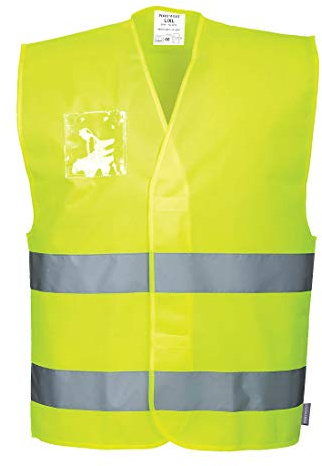 Portwest C475 Bands Weste Neuer ID-Karten-Halter Großzügige Passform Leicht | Gelb, 2XL/3XL, EN ISO 20471 Klasse 2, Baumwolle, 100% Polyester, Normalgröße, Reflektierendes Band, Bahn