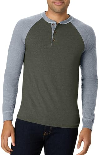 Hanes Men's Beefy Long Sleeve Three-Button Henley