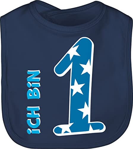 Shirtracer Baby Lätzchen - 1. Geburtstag - Ich bin eins Blau Junge Erster - Unisize - Navy Blau - geschenk 1 einjährige year 1geburtstag schon 1.geburtstag birthday boy 1st erste 1jahriger one 1ster