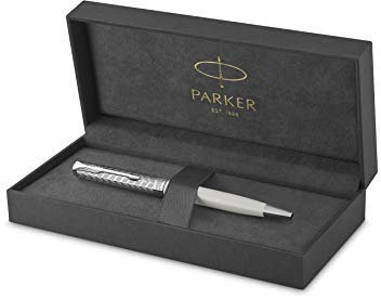 Parker Sonnet Metal & Pearl Lacquer Kugelschreiber (mittlere Schreibspitze) mit Palladium-beschichteten Zierteilen - in attraktiver Geschenkbox