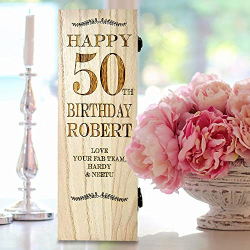 Personalised Engraved Wooden Wine Gift Box Birthday Champagne Prosecco Bottle 30th 40th 50th 60th Mum Birthday Present Wife Her (box only)