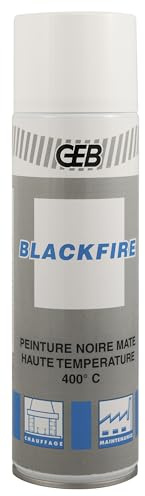 GEB BLACKFIRE Peinture mate noire tenue en température supérieure à 400°C, sèchage rapide, applicable sur tous supports. Anti corrosion - Aérosol 650ml