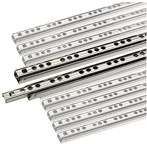 2 Stück (1 Satz) Schubladenschienen Teilauszug Rollenauszug Teleskopschiene Kugelführung L 214 mm Nut 17x10mm - LIVINDO