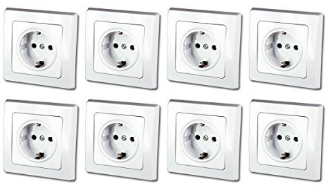 DELPHI 8er Set Schutzkontakt-Steckdosen weiß 250V~/ 16A