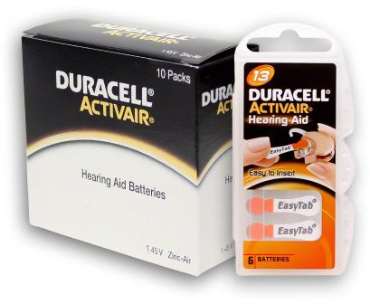Duracell Activair - Batterie per apparecchi acustici (arancione), misura 13, confezione da 60